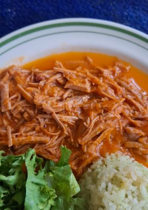 A picture of Shredded Beef in Guajillo Chile Sauce.
