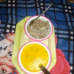 A picture of Annkut bhog special  mix veg kadhi &bajra khichdi.