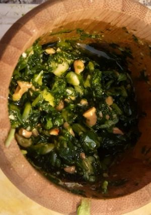 Una foto de Pesto de rúcula