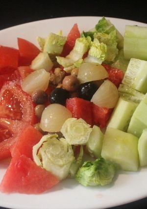 Una foto de Ensalada con sandía y mermelada