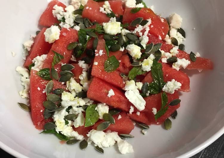 Watermelon salad with mint and feta