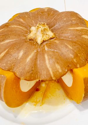 Hình của món Flan bí đỏ.