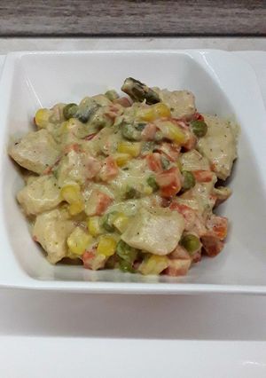 Zöldséges csirkeragu recept fotója