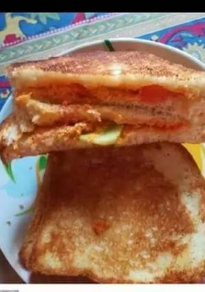 A picture of Today morning breakfast Malai sandwiches.
