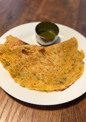 A picture of Vegan Chilla/ Chickpea flour pancake.