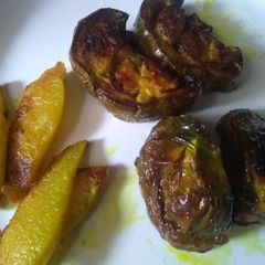 A picture of Brinjal and pumpkin fry.