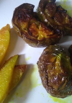 A picture of Brinjal and pumpkin fry.