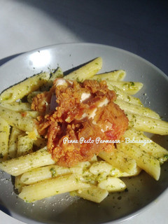 Foto resep Penne Pesto Parmesan with Crispy Chicken