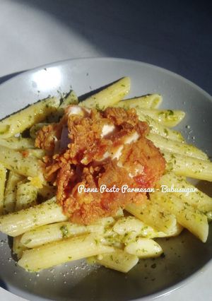 Foto resep Penne Pesto Parmesan with Crispy Chicken