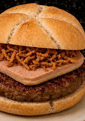 Una foto de Hamburguesa de Vacuno y Cerdo con Mousse de Pato