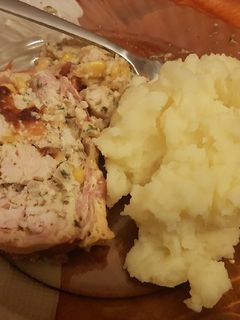Baconös kukoricás-gombás csirke őzgerincformában sütve recept fotója