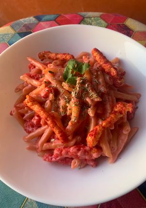 A picture of Quick Cheetos Penne pasta.