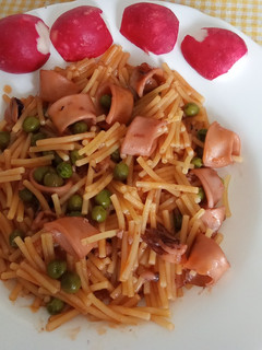 Una foto de Fideos sin gluten con calamaritos de Bofrost Congelados