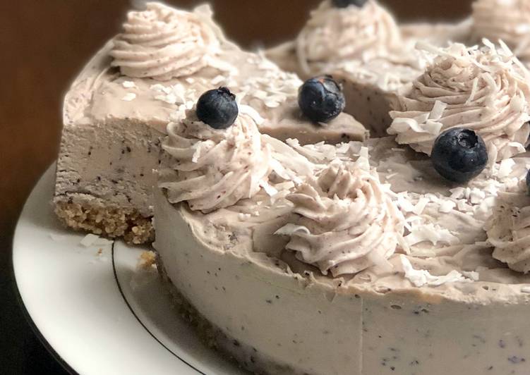 Recipe: Yummy *EASY* NO BAKE Vegan Blueberry Cheesecake (NOT nut free)