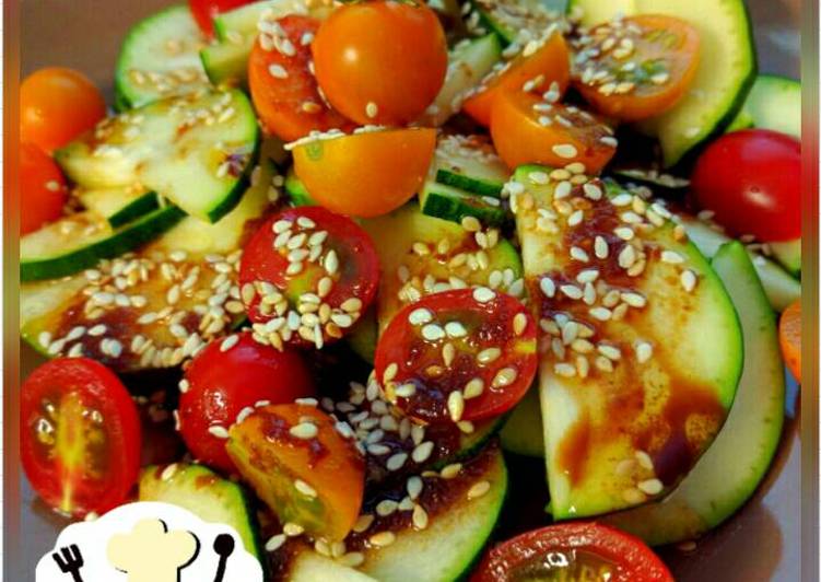 Cara Termudah Menyiapkan Zucchini Salad with Homemade Asian Sesame Dressing Top Enaknya
