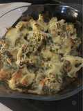 Baked Broccoli marinated with yogurt and topped with mozzarella