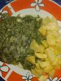 Guiso de acelga con papas fritas en cuadritos