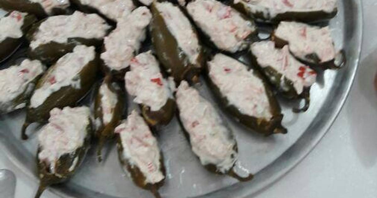 Chiles jalapeños rellenos de atún Receta de Ginna Gomez- Cookpad