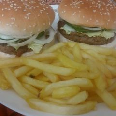 A picture of Burger & french fries.