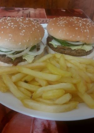 A picture of Burger & french fries.