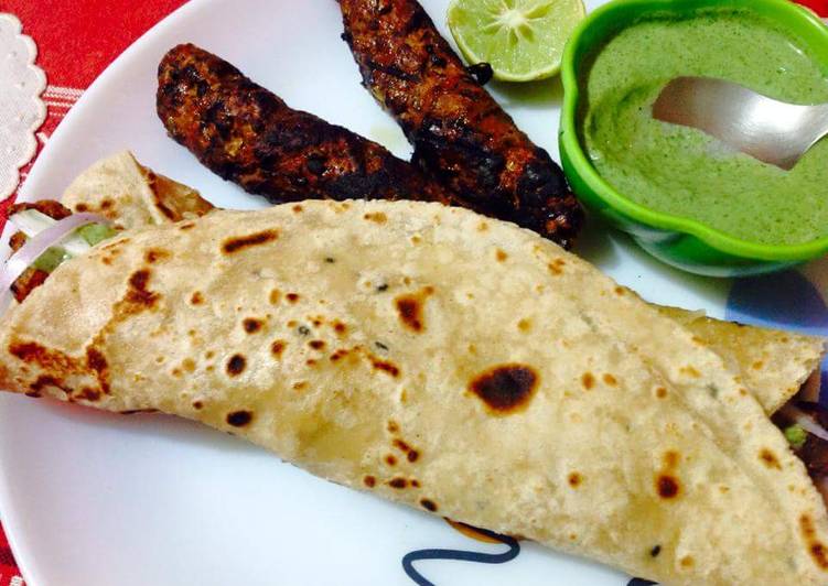 Recipe of Any-night-of-the-week Chapati Seekh Kabab Roll