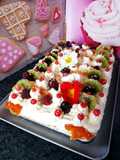 No-Bake Red Berry Cake with Petit Beurre Cookies and Whipped Cream