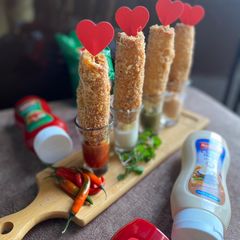 Stuffed Mozzarella Sticks A picture of Stuffed Mozzarella Sticks.