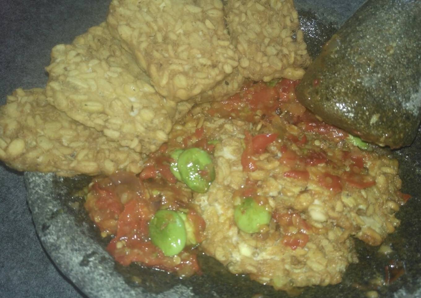Sambel tomat pete geprek tempe