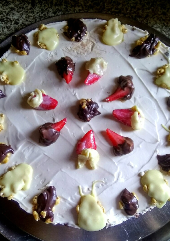Una foto de Tarta queso-crema y arroz inflado