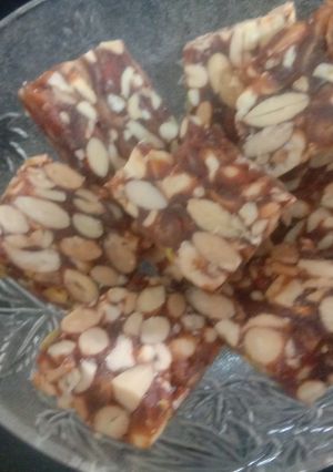 A picture of Khajurpak with Roasted dryfruits.