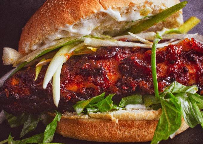 One Simple Word To Gochujang &amp; Hoisin Chicken Fusion Burger 🍔