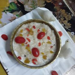 A picture of Milk sweet cherry phirni.