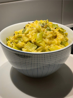 A picture of Scrambled eggs ~ uova strapazzate con porri.