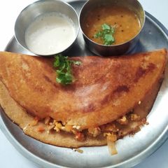A picture of Masoor Dal Dosa with Soya-Paneer Stuffing.