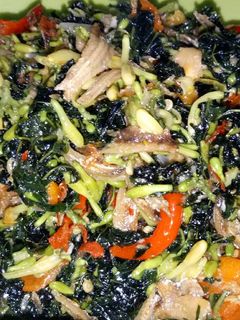 Foto resep Tumis Teri Kembang Pepaya &Daun Pepaya 😁😋