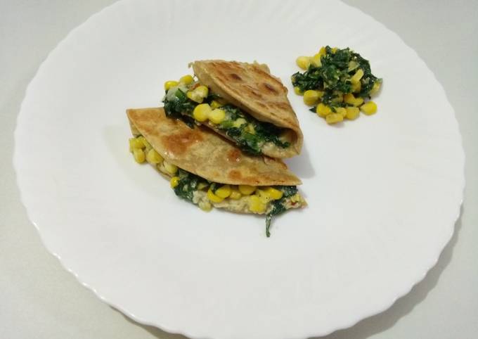 Cheese, corn and spinach Quesadilla (Mexican cuisine)