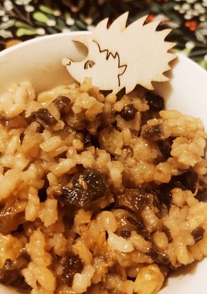 Une photo de Riz au lait pruneaux et raisins secs