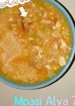 Foto resep Mpasi 7m+ Bubur kuah Salmon tofu *4