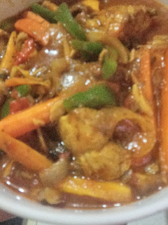 A picture of Mackerel Fish in veggie Sauce.