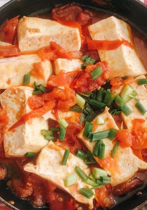 Hình của món Đậu hũ hầm cà chua.