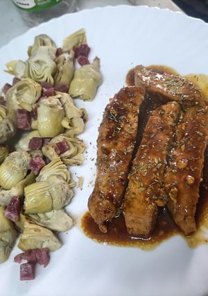 Una foto de Tiras de lomo a la mostaza nostrada (receta medieval)