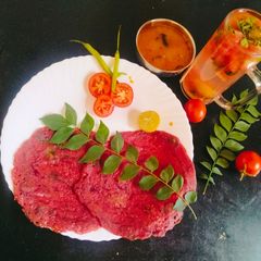A picture of BEETROOT PANCAKE (Beetroot CHILLA) 😋.