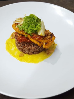 Foto resep Menu diet ayam panggang balado nasi merah lettuce