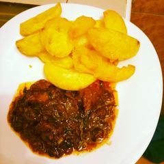Big Fries 🍟 with spicy beef in a sweet soy sauce A picture of Big Fries 🍟 with spicy beef in a sweet soy sauce.