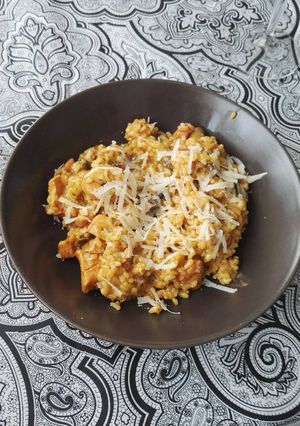 Foto principal de Risotto con champiñon y pincho moruno