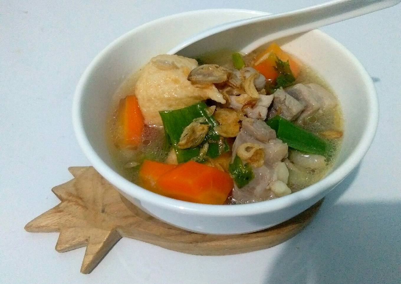 Drumstick chicken soup wth fishcake chicken dumpling