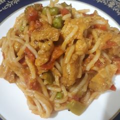 A picture of Chicken tikka spaghetti.