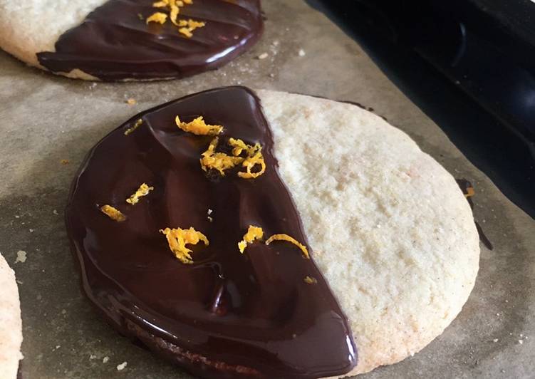 Simple Way to Cook Tasty Chocolate Dipped Orange &amp; Cardamom Biscuits 🍊