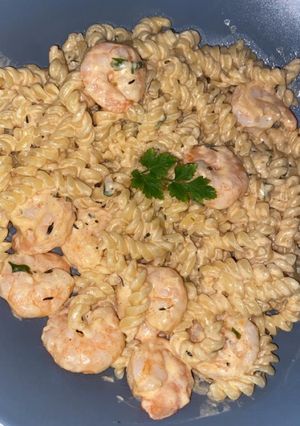Une photo de Pâtes aux crevettes sauce cajun