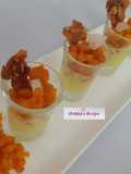 Custard boondi caramel crunchy shots